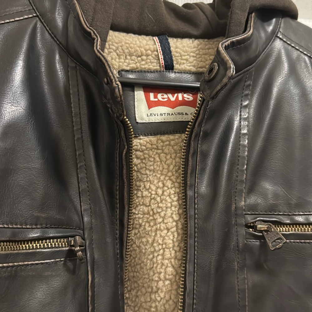 Fleece Lined Levi Leather Jacket - image 2